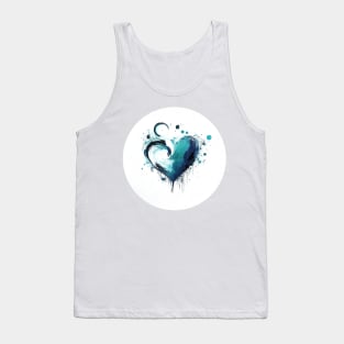 Love heart painting, Minimalist Blue Digital abstract art Tank Top